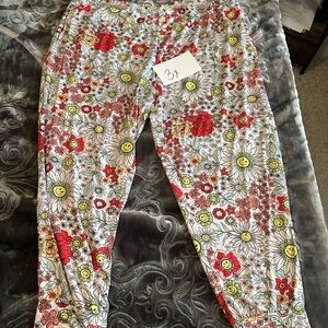 Floral and Smiley Face Joggers